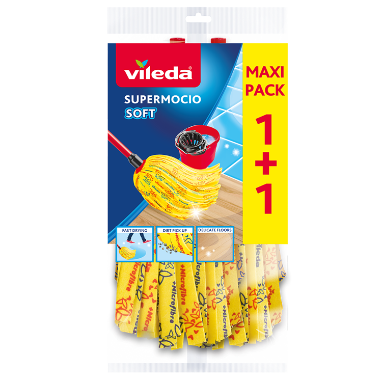 Vileda supermocio vadrouille en microfibre douce 2 pièces