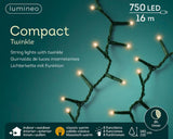 Lumineo led compact lights twinkel effect 750l 16m, 8 functie twinkel effect, 8uur timer- voor binnen en buiten