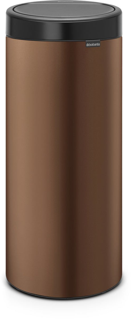 Poubelle Brabantia Touch Bin - 30 litres - couvercle noir mat bronze chaud