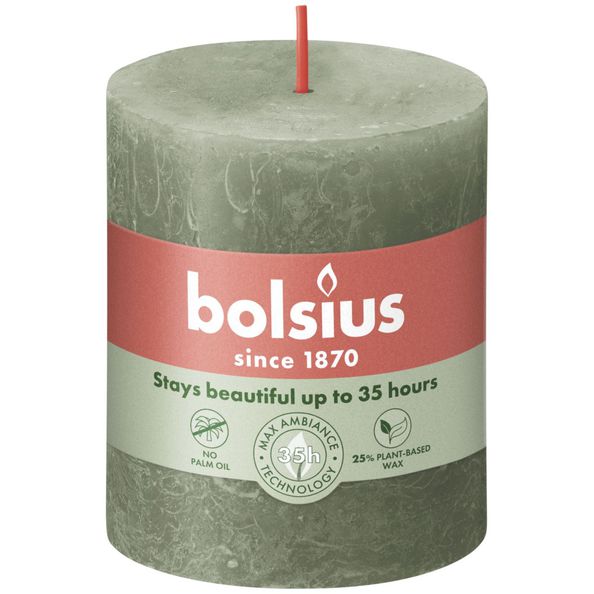 Bolsius Bolsius Stollen Shine 4 St Rustic 80x68 mm Olive Fresh Colore