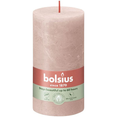 Bougie pilier rustique Bolsius rose brumeux ø68x130 mm 60 heures (4 pièces)