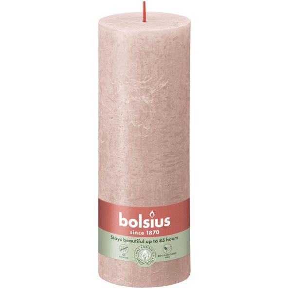 Bougie pilier rustique Bolsius rose brumeux ø68x190 mm 85 heures (4 pièces)