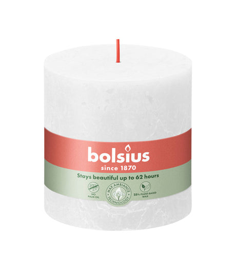 Bougie pilier rustique Bolsius blanc nuageux ø100x100 mm 62 heures (3 pièces)