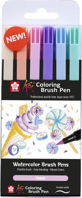 Sakura koi – ensemble de stylos pinceaux de coloration, bonbons, 6 couleurs