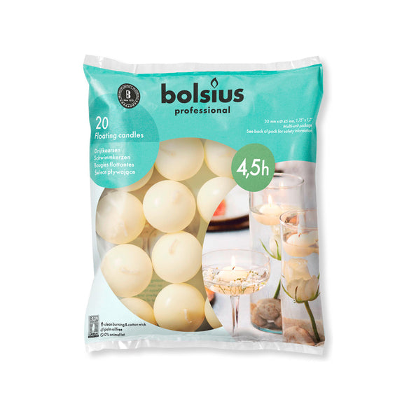 Bougies flottantes Bolsius prof ivoire (20 pièces)
