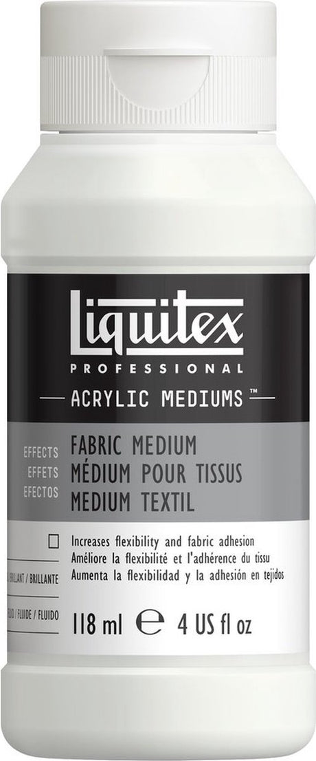 Liquitex 126804 médium textile professionnel 118ml – médium acrylique pour textiles, couleurs souples et durables