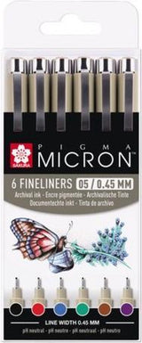Trousse Sakura pigma micron 05 avec 6 couleurs de base