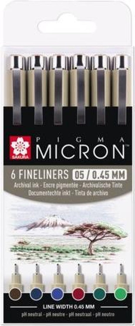 Trousse Sakura pigma micron 05 avec 6 couleurs de terre