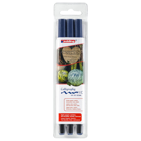 Edding 1255 • stylo de calligraphie assorti 3pcs bleu acier