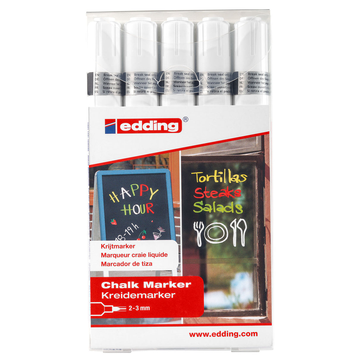 Edding 4095 • marqueur craie 2-3mm blanc assorti 5pcs