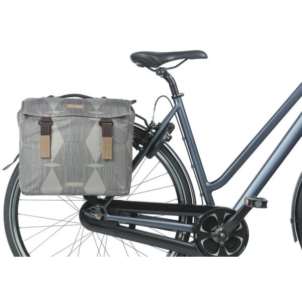 Sacoche de vélo double Basil élégance mik 40 - 49 litres - chateau taupe