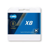KMC Bicycle Chain x8 Silver 114 Liens