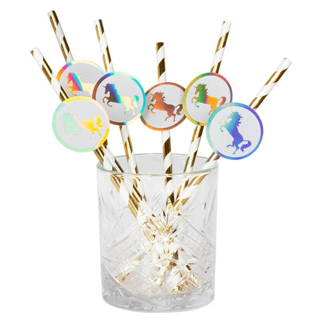 Boland pailles en papier licorne lot de 6 pièces 20cm