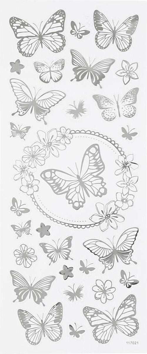 Creativ Company Stickers Silver Butterflies, 1 feuille