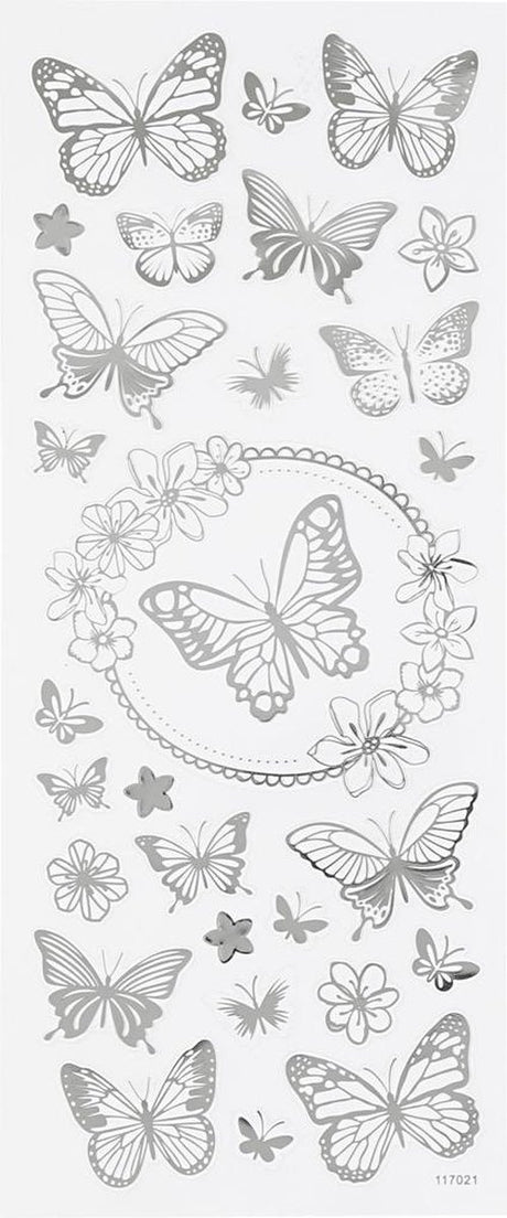 Creativ Company Stickers Silver Butterflies, 1 feuille