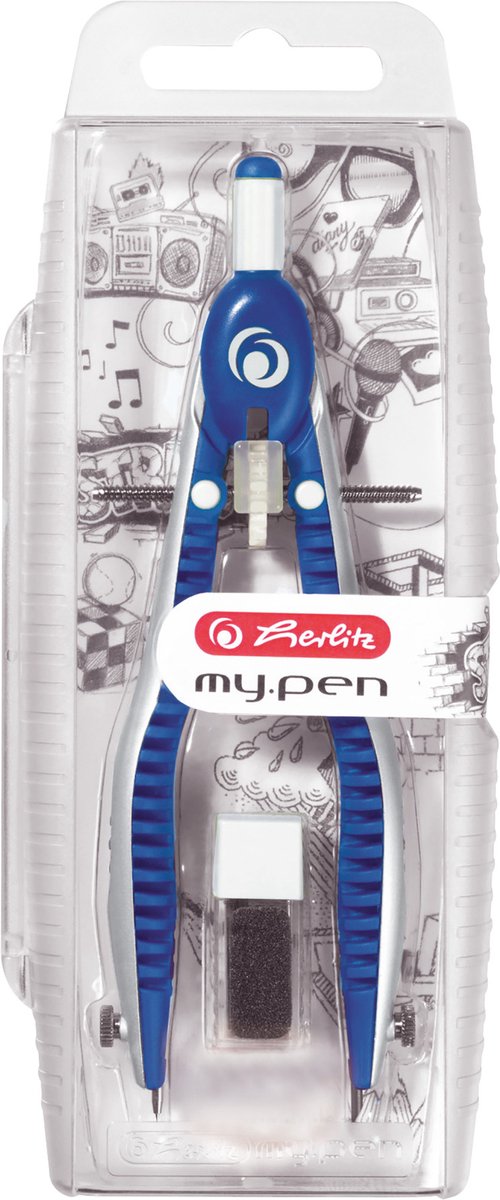 Boussole Herlitz à réglage rapide my.pen bleu blanc