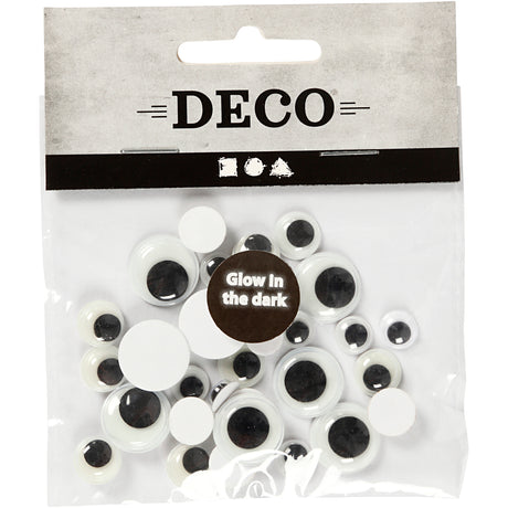 Creativ company yeux écarquillés brillent dans le noir autocollant, 30 pcs.