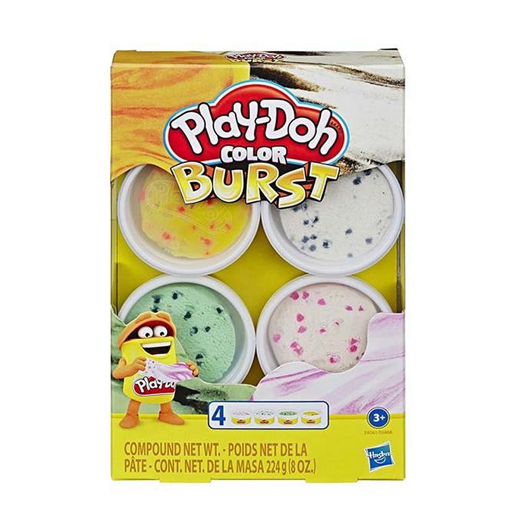 Play-DOH Faarwen Explosioun mat 4 Jar vum Lehm