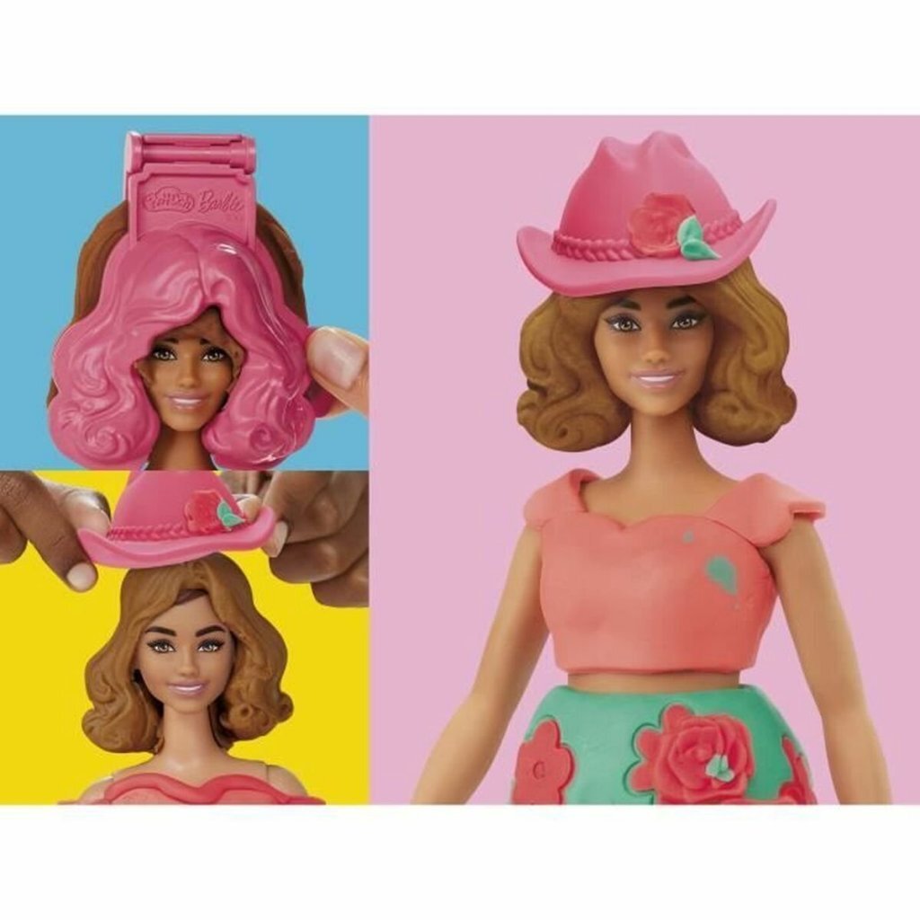 Play-doh set fleurs et franges barbie - confectionner des vêtements de poupée - pâte à modeler