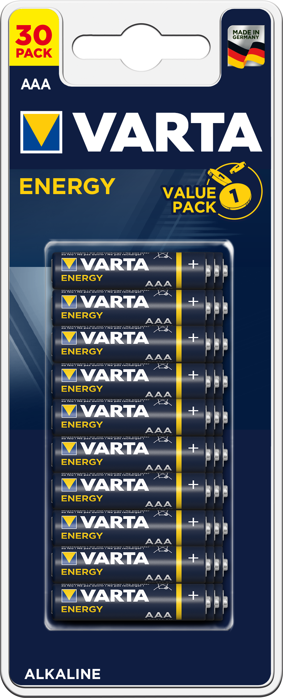 Piles énergétiques aaa varta, 30 pièces