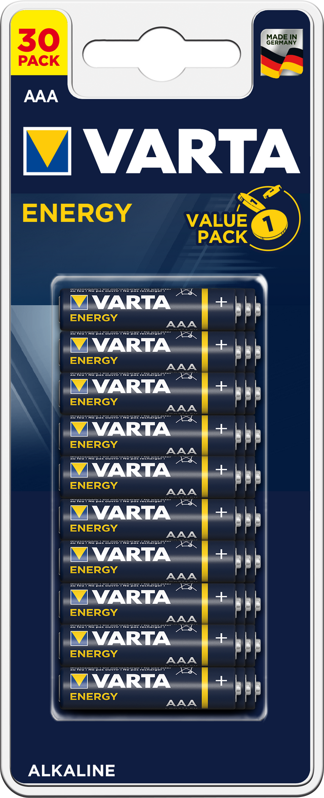 Piles énergétiques aaa varta, 30 pièces