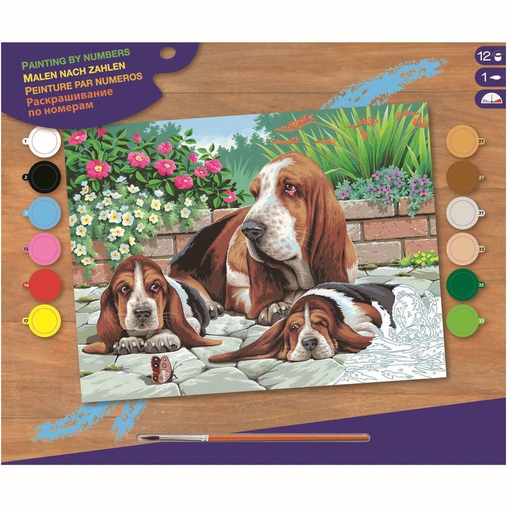 Peinture de base sur le nombre de chiens de basset