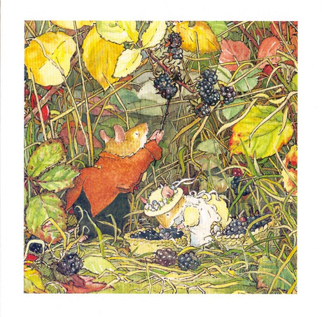 Carte+enveloppe. cueillir des mûres. 16x16cm.