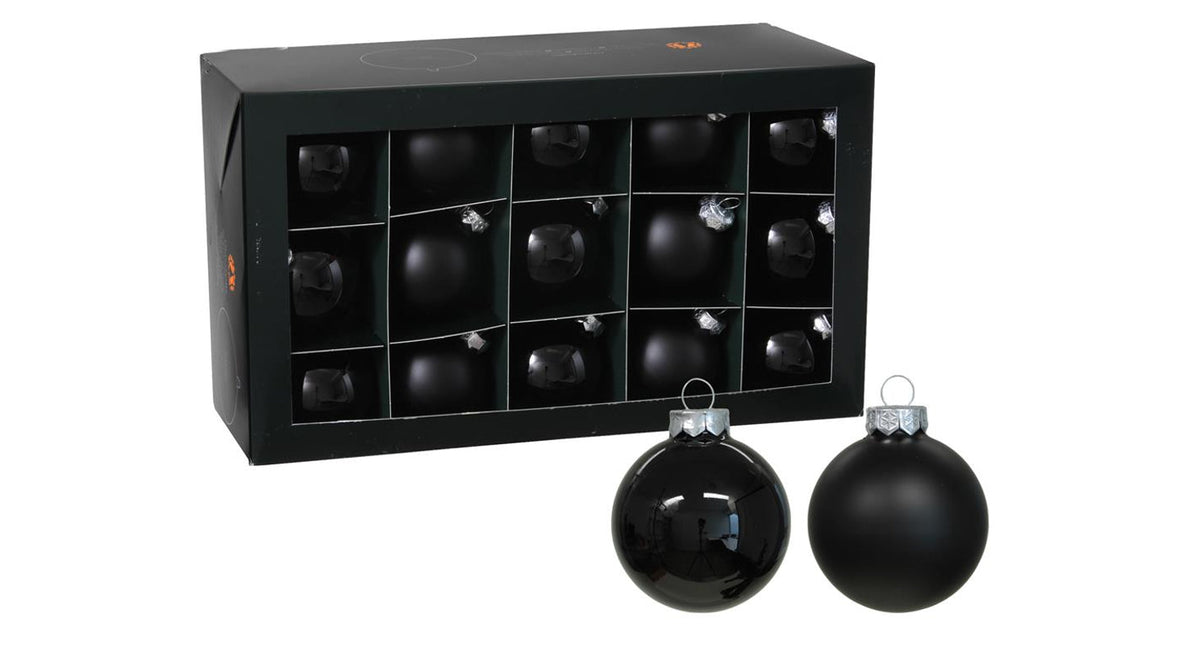 W b. 30 glassballs cap black 57 mm