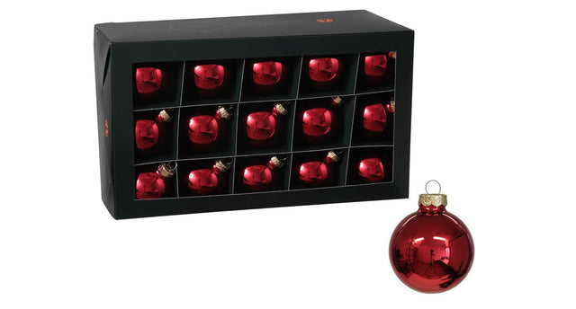 W b. 30 glassballs cap red shiny 57 mm