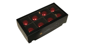 W b. 8 glassballs cap red shiny 80 mm
