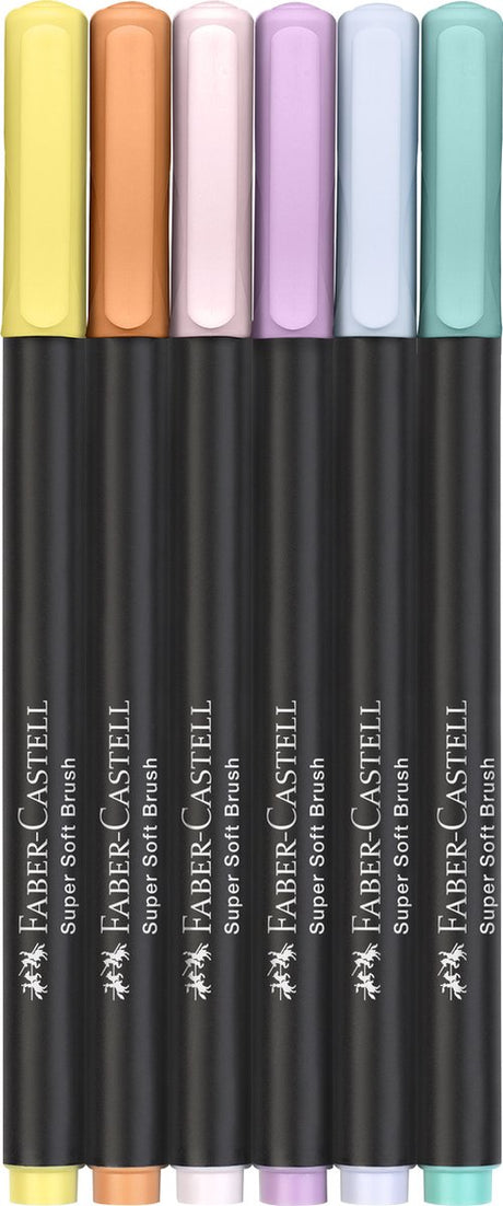 Stylos pinceaux Faber-castell - édition noire - 6 pièces dans un étui en carton - couleurs pastel - fc-116453