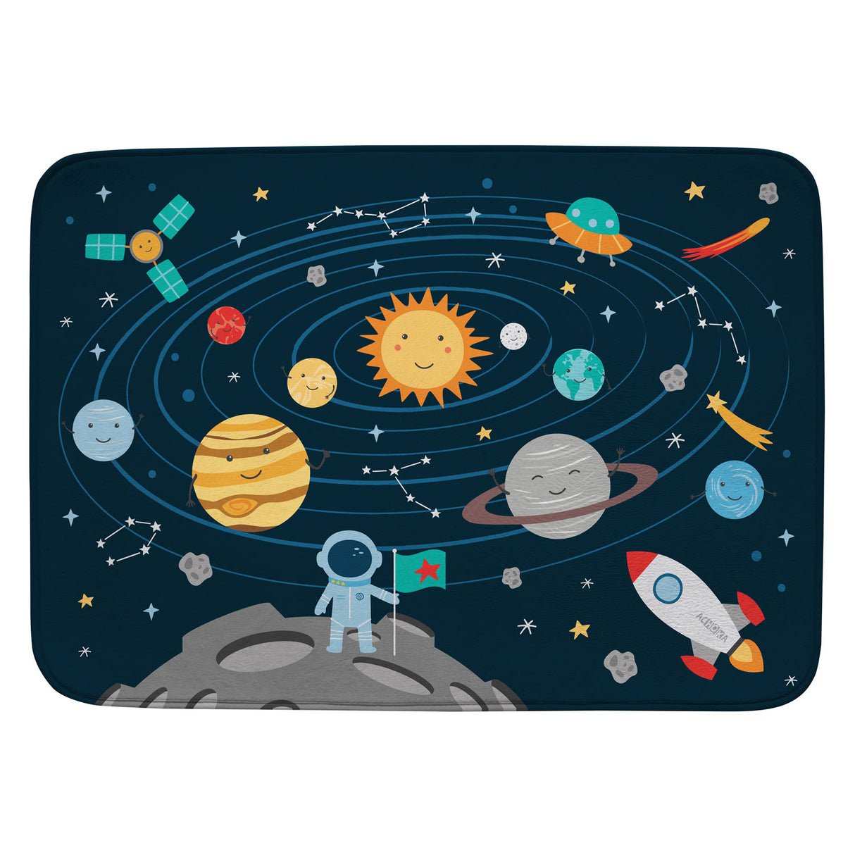 Tapis de jeu système solaire Achoka, 100x150cm