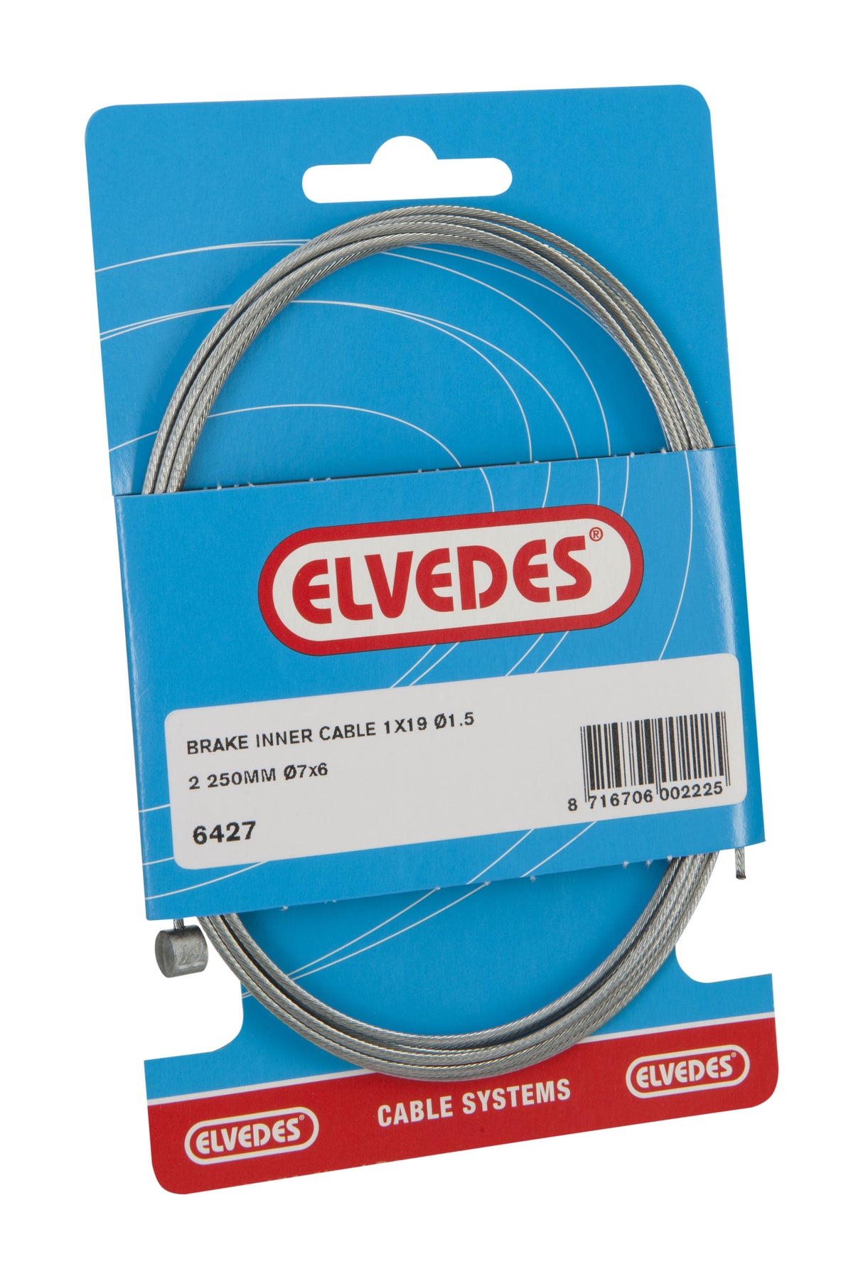 Elvedes Rem Binnenkabel 2250mm galvaniseret Ø1.5mm T-Nippel (på kort)