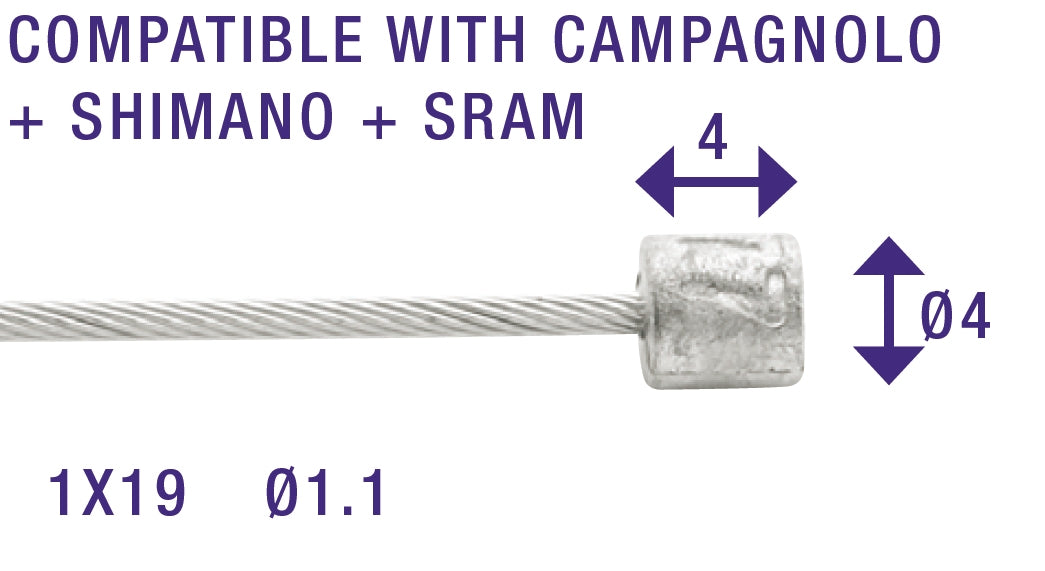 Akselerasjon indre kabel rustfritt stål 225 cm (6472) 100 stykker