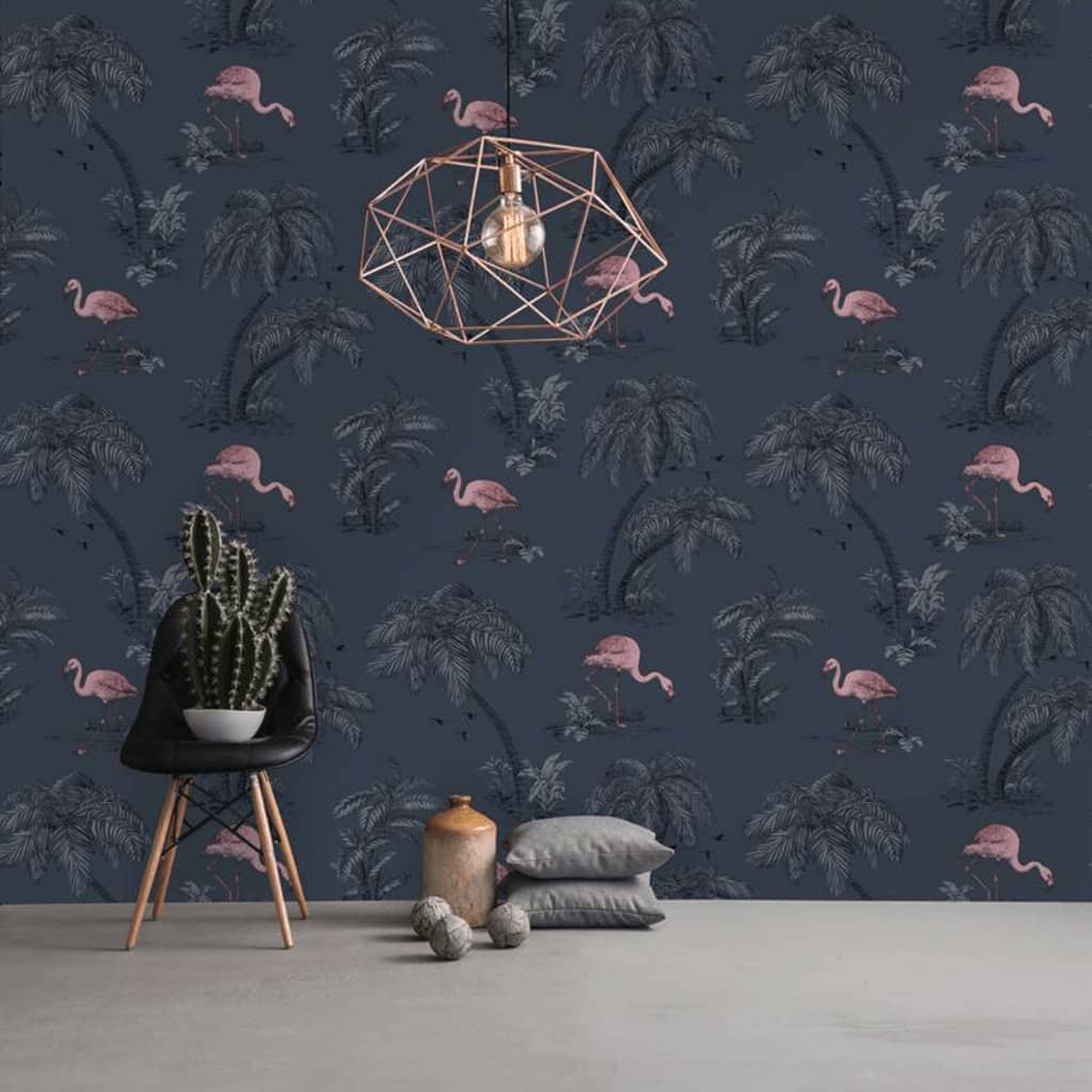 Hollännesch Mauercoverve hollännesch Mauercoverver Tapaper Flamingo Petrol blo