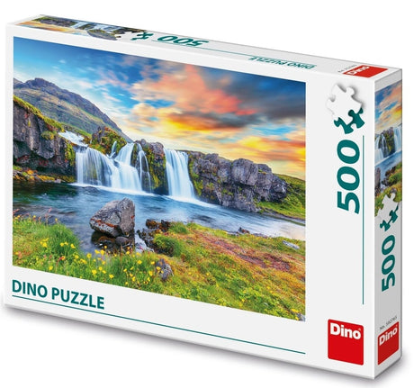 Puzzle dinosaure Dinotoys des cascades islandaises - 500 pièces
