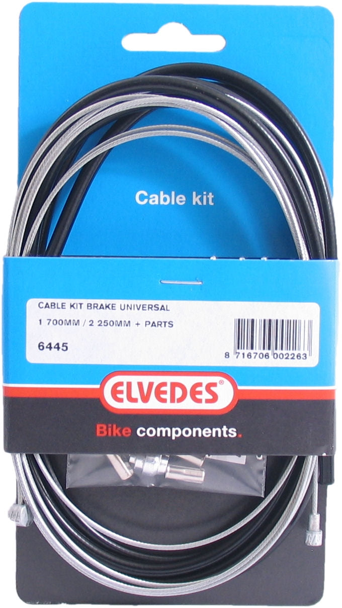 Universal Brake Cable Kit Elvedes 1700mm 2250mm galvaniseret - sort (på kort)