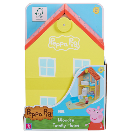 Peppa pig - maison de poupée en bois comprenant Peppa et meubles - figurine de jeu