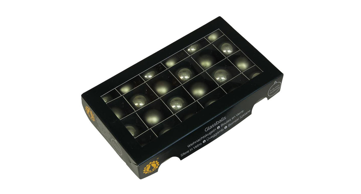 W b. 24 glassballs cap granite green25 mm