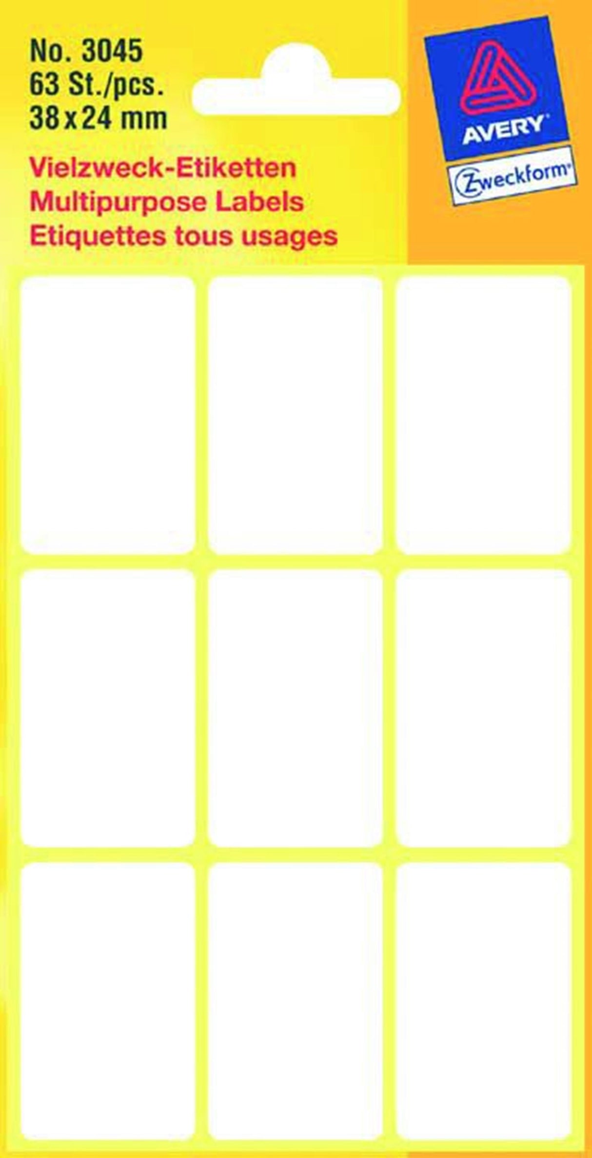 Étiquette zweckform 38x24mm blanc blister à 63 étiquettes paquet à 10 pièces