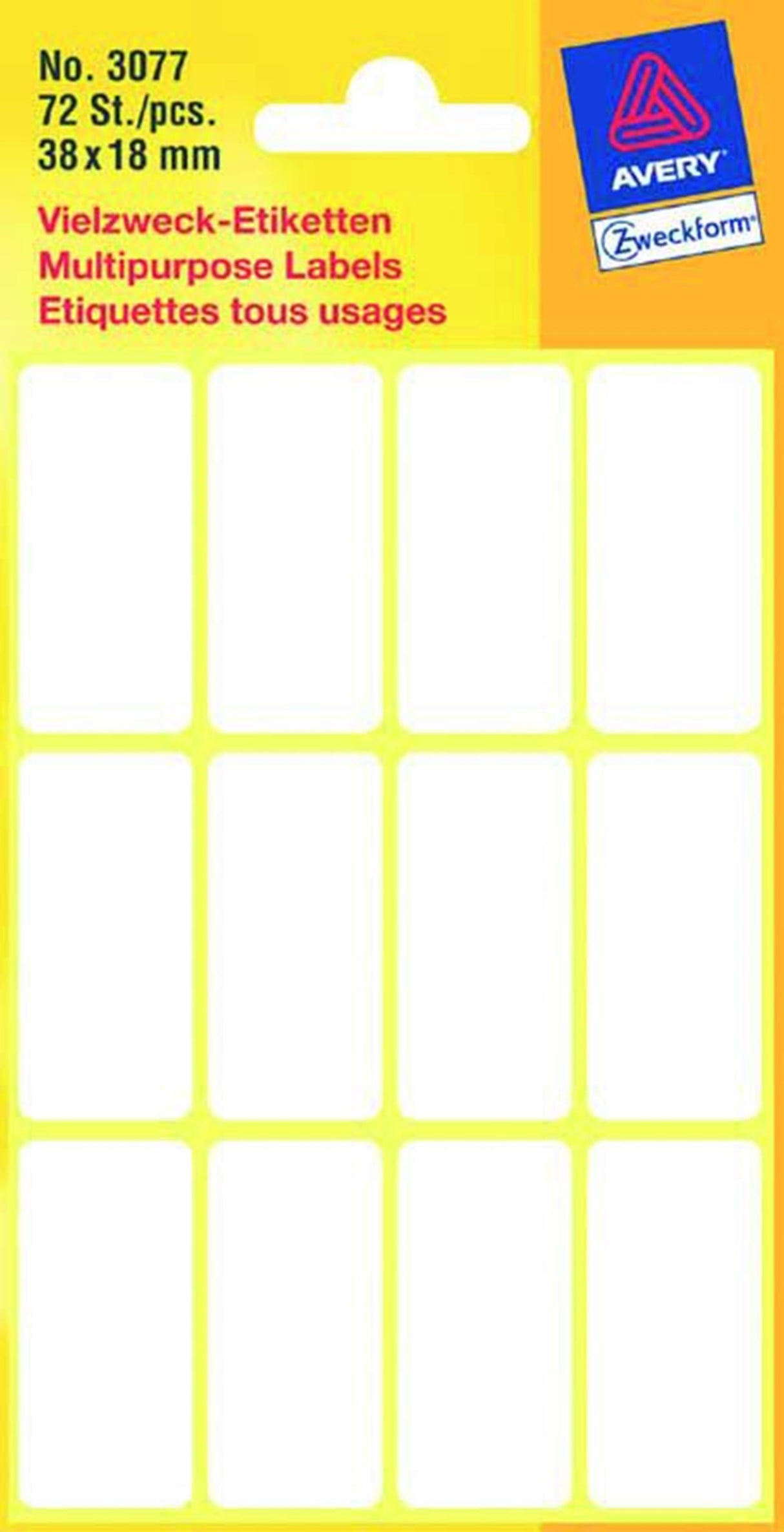 Étiquette Kangaro Zweckform 38x18mm blister blanc avec 72 étiquettes. paquet de 10 paquets