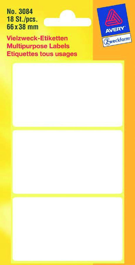 Etiquette Kangaro Zweckform 66x38mm blanche blister de 18 étiquettes lot de 10 feuilles