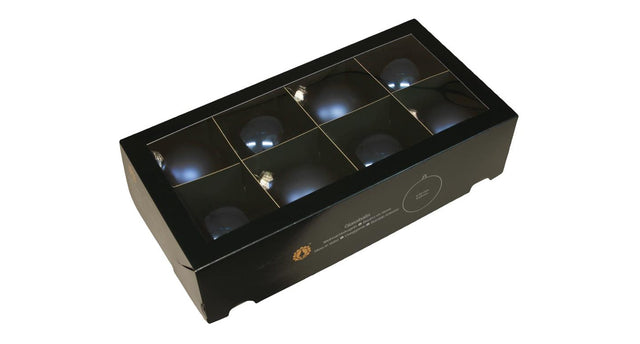 W b. 8 glassballs cap night blue 80 mm