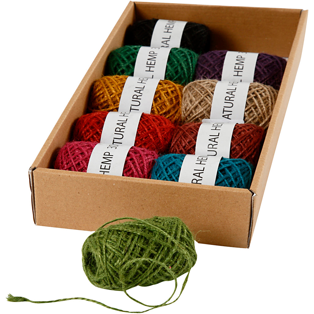 Creativ company chanvre naturel, épaisseur 1-2 mm, différentes couleurs, 10x30 m 1 carton