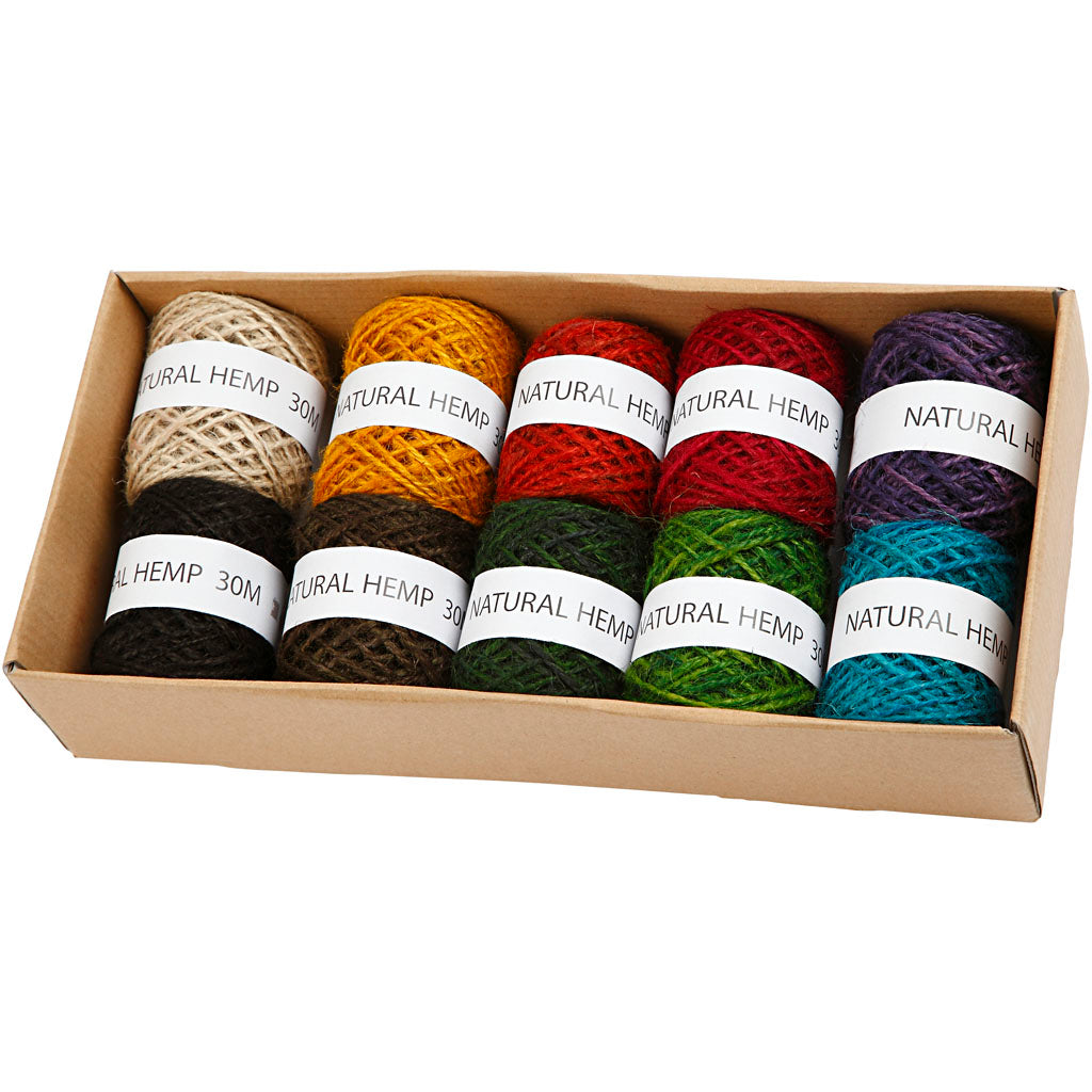 Creativ company chanvre naturel, épaisseur 1-2 mm, différentes couleurs, 10x30 m 1 carton