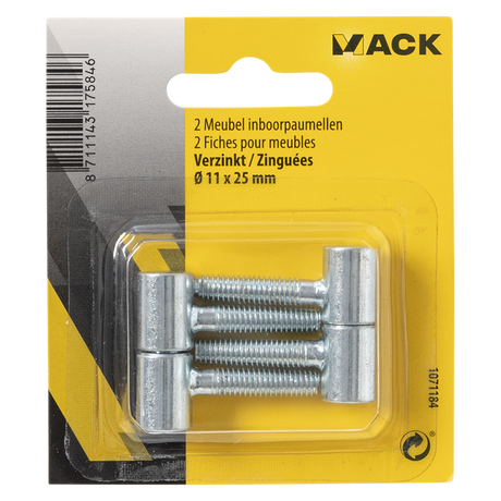 Mack 1071184 - 2 meubel inboorpaumellen verzinkt ø 11 x 25 mm | 5 stuks