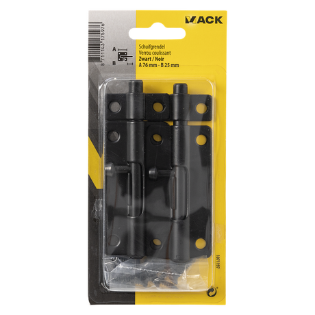 Mack 1071197 - 2 grendels zwart a 76 mm b 25 mm | 6 stuks