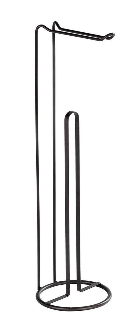Wenko Porte-rouleau de papier toilette 2-en-1 lugano acier noir mat - porte-rouleau de rechange - porte-papier toilette autoportant - porte-papier toilette sur pied - noir
