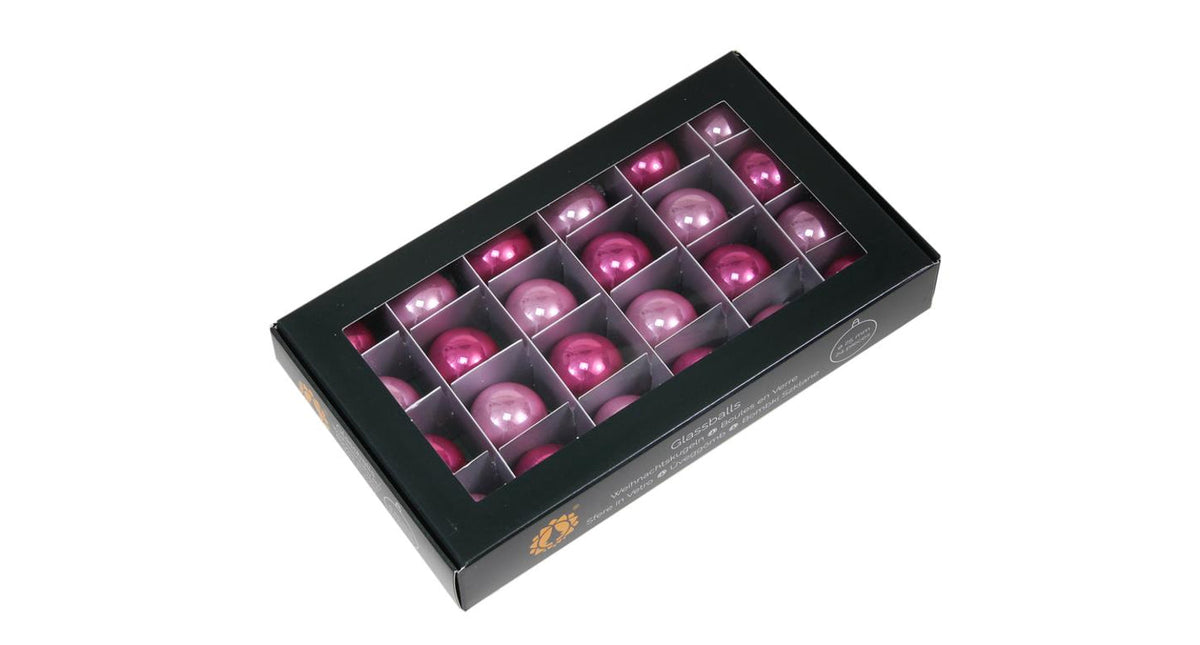 W b. 24 glassballs cap pink opal 25 mm