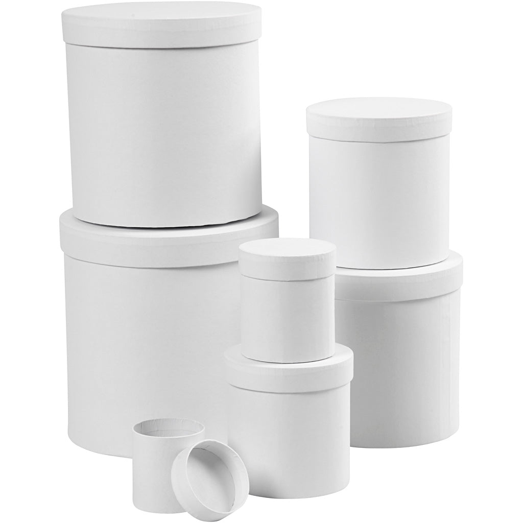 Creativ company boîtes rondes blanches, 7 pcs.